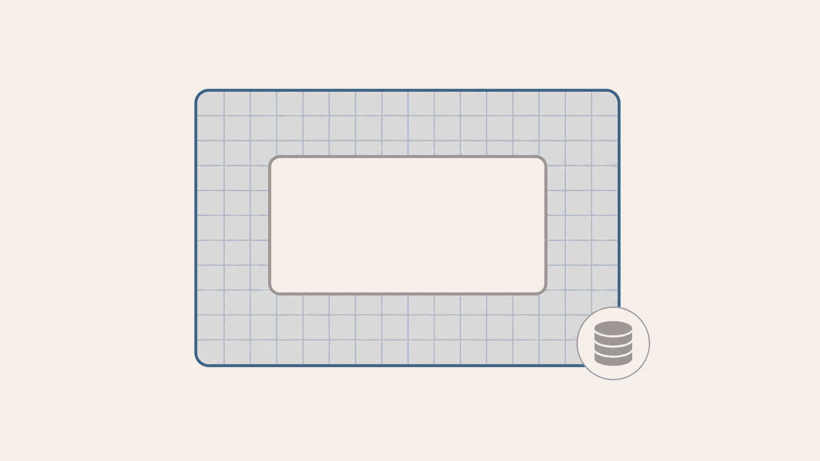 A grid representing a request boundary with an empty nested rectangle inside and a database icon in the corner